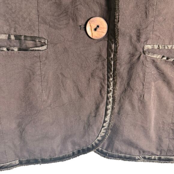 Vintage Y2K H&M Brown Satin Trim Single Breasted Blazer Jacket Size 8 - Picture 6 of 11